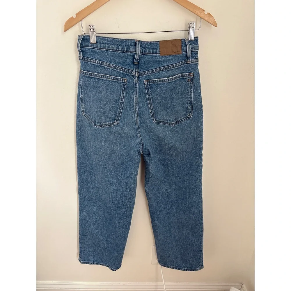 Madewell The Perfect Vintage Wide-Leg Crop Jean Medium Wash Blue Size 28